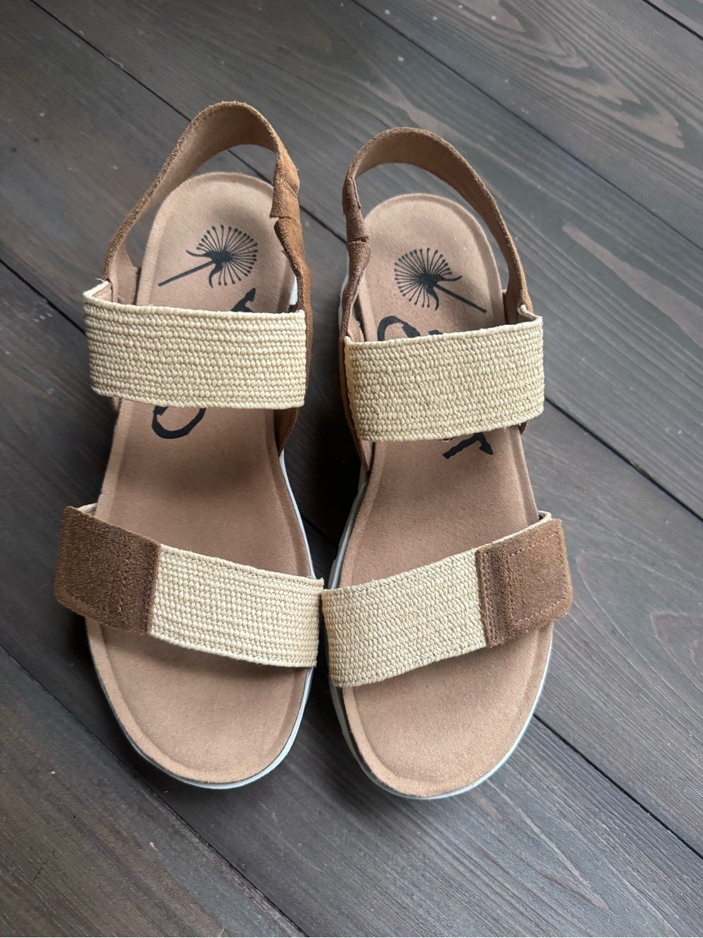 OTBT Nova Platform Wedge Slingback Natural Fiber Sandals Women’s 7.5 Tan EUC - Picture 3 of 16